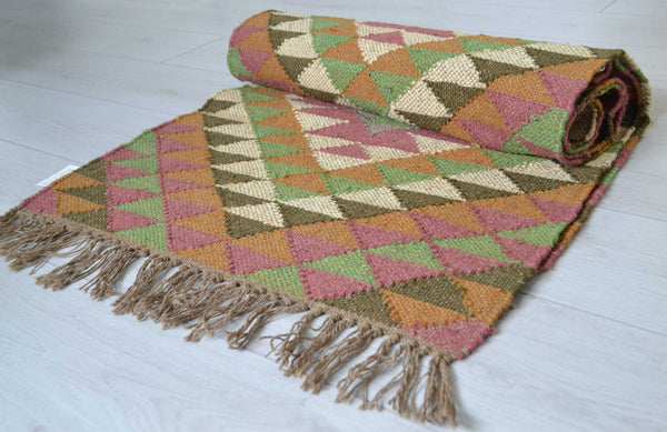 Afghan Kilim Rug Runner Jute Wool Cotton Style 2x3' 2x6' 2x9' - DesignsEmporium