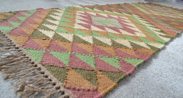 Afghan Kilim Rug Runner Jute Wool Cotton Style 2x3' 2x6' 2x9' - DesignsEmporium