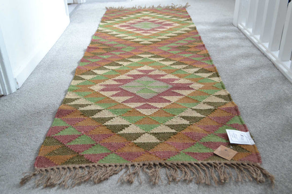 Afghan Kilim Rug Runner Jute Wool Cotton Style 2x3' 2x6' 2x9' - DesignsEmporium
