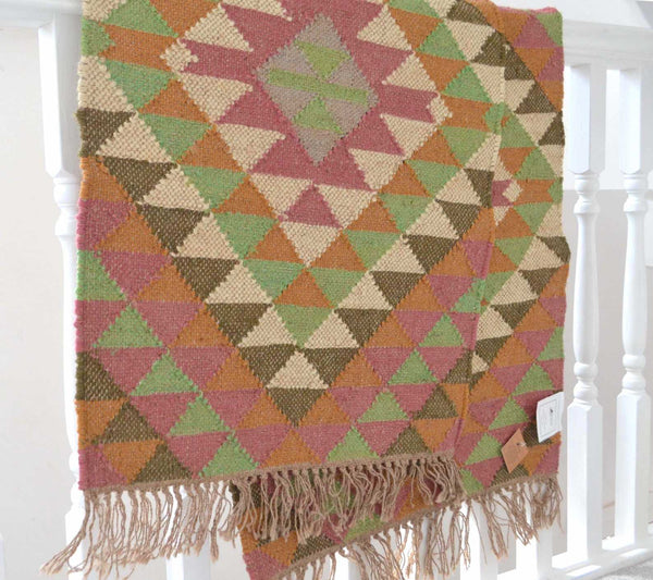 Afghan Kilim Rug Runner Jute Wool Cotton Style 2x3' 2x6' 2x9' - DesignsEmporium