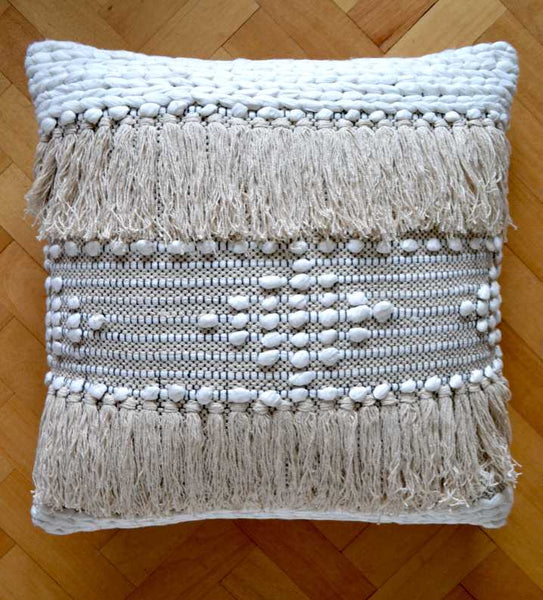 Cream Bohemian Tassel Cushion Covers Cotton 50x50cm 60x60cm - DesignsEmporium