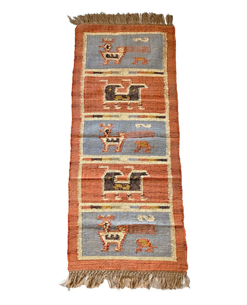 Kilim Rug Birds Wool Jute Indian Handmade - Designs Emporium