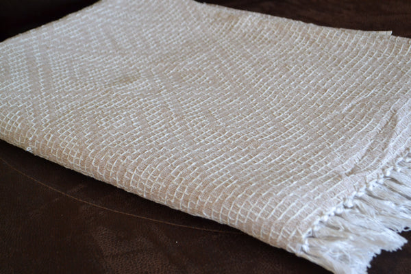 Cotton Throw Blanket Beige Brown Cream Soft 100% - DesignsEmporium