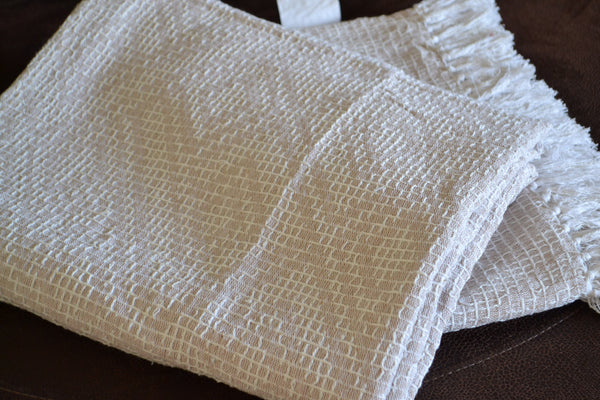 Cotton Throw Blanket Beige Brown Cream Soft 100% - DesignsEmporium