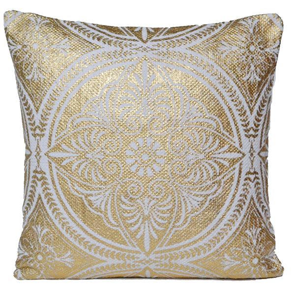 Decorative Gold Cushion Covers Mandala White Cotton 50x50cm - DesignsEmporium