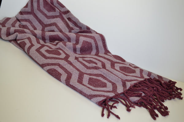 Maroon Red Purple Chenille Throw Blanket Soft 100% Cotton - DesignsEmporium