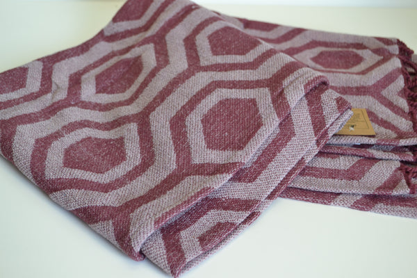 Maroon Red Purple Chenille Throw Blanket Soft 100% Cotton - DesignsEmporium