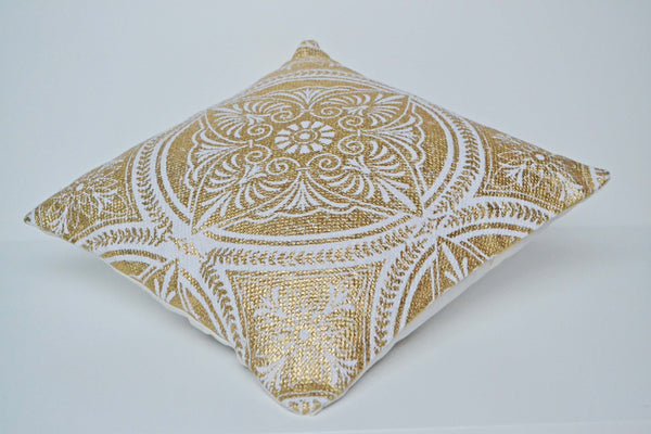 Decorative Gold Cushion Covers Mandala White Cotton 50x50cm - DesignsEmporium