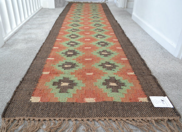 Kilim Runner Rug Jute Wool Cotton Style Mexico 2x3' 3x5' 2x6' 2x9' - DesignsEmporium