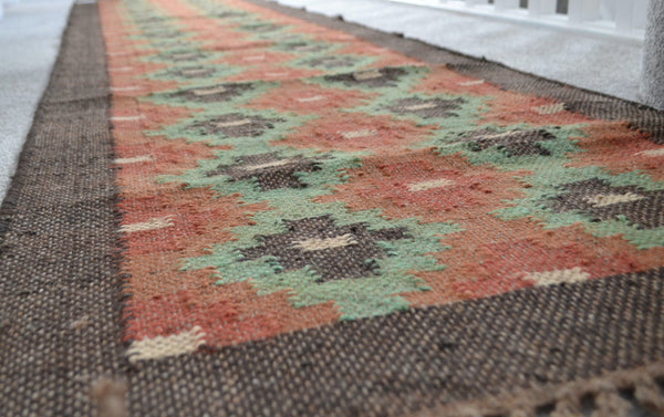 Kilim Runner Rug Jute Wool Cotton Style Mexico 2x3' 3x5' 2x6' 2x9' - DesignsEmporium