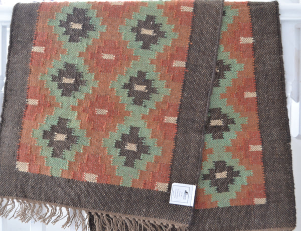 Kilim Runner Rug Jute Wool Cotton Style Mexico 2x3' 3x5' 2x6' 2x9' - DesignsEmporium
