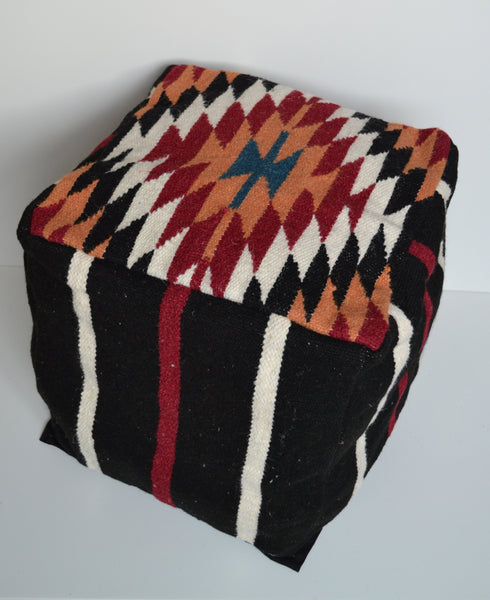 Bean bag Cover Wool Kilim Pouffe 40cm 16" Cube Turkish Ottoman - DesignsEmporium