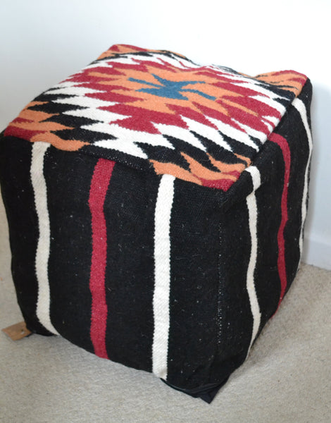 Bean bag Cover Wool Kilim Pouffe 40cm 16" Cube Turkish Ottoman - DesignsEmporium