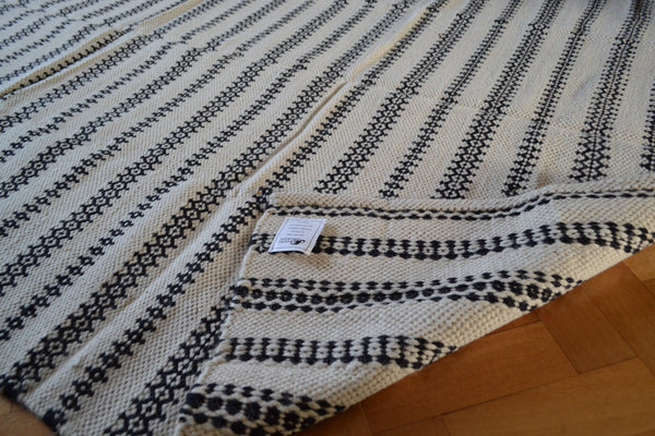 Large Black and White Rug Wool Kilim 5x8 - DesignsEmporium