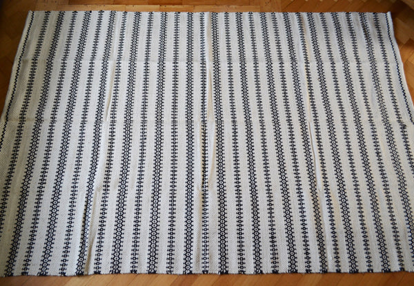 Large Black and White Rug Wool Kilim 5x8 - DesignsEmporium