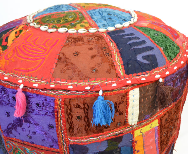 Bean Bag Cover FootStall Pouffe Recycled Fabric Large Handmade - DesignsEmporium