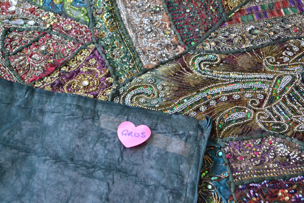 Tapestry Green Wall Hanging Recycled Vintage Sari - DesignsEmporium