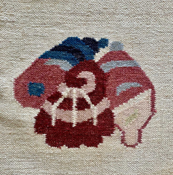 10ft Nautical Wool Kilim Rug 240cm x 300cm Kelim Fish Navy Theme Hand Woven Knotted 8ft x 10ft -Rug