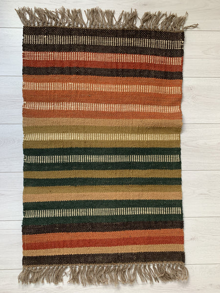 Rainbow Stripe Kilim Rug Handmade 60x90cm - DesignsEmporium