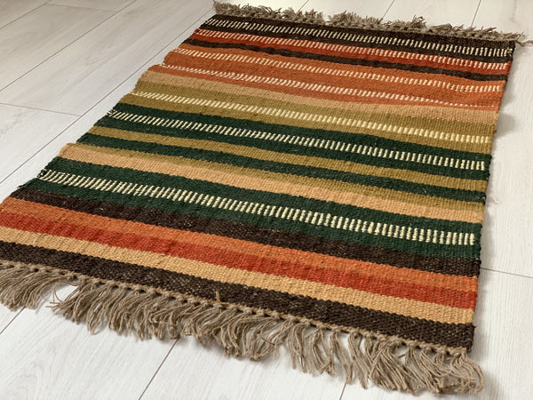 Rainbow Stripe Kilim Rug Handmade 60x90cm - DesignsEmporium