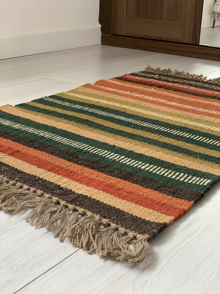 Rainbow Stripe Kilim Rug Handmade 60x90cm - DesignsEmporium