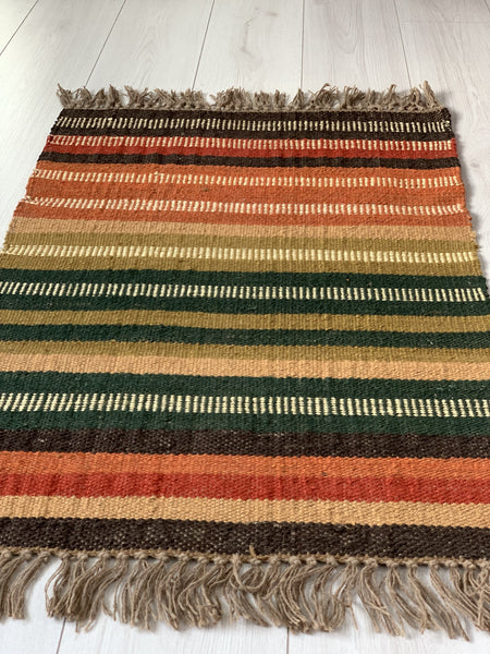 Rainbow Stripe Kilim Rug Handmade 60x90cm - DesignsEmporium