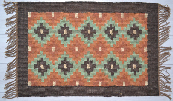 Kilim Runner Rug Jute Wool Cotton Style Mexico 2x3' 3x5' 2x6' 2x9' - DesignsEmporium