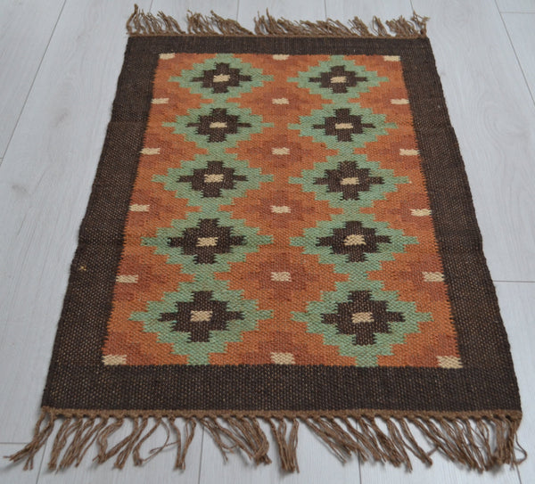 Kilim Runner Rug Jute Wool Cotton Style Mexico 2x3' 3x5' 2x6' 2x9' - DesignsEmporium