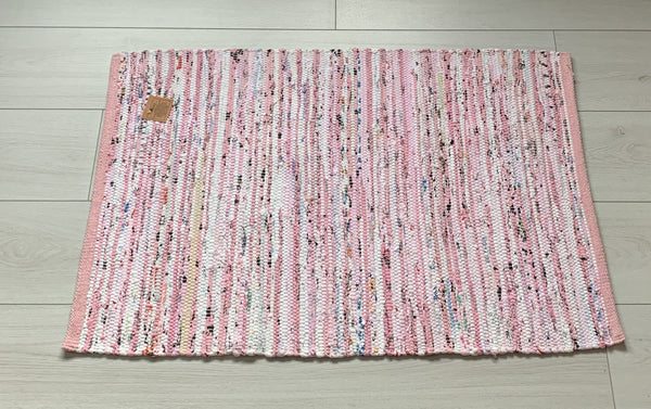 Pink Rug Runner Chindi Rag Handmade Recycled Cotton - DesignsEmporium