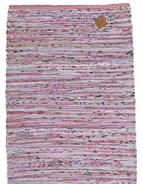 Pink Rug Runner Chindi Rag Handmade Recycled Cotton - DesignsEmporium