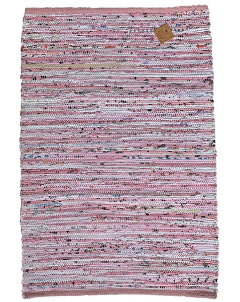 Pink Rug Runner Chindi Rag Handmade Recycled Cotton - DesignsEmporium