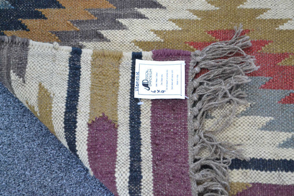 Large Red Kilim Rug Jute Wool Cotton Persian Style 8ft x 5ft 240cm x 160cm -Rug