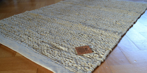 Cream 100% Leather Chindi Runner Rugs - DesignsEmporium