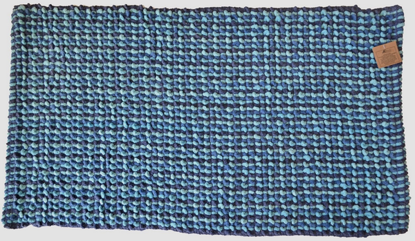 BathMat Blue Navy Aqua Fluffy Soft Bathroom Washable 50cm x 80cm - DesignsEmporium