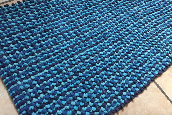 BathMat Blue Navy Aqua Fluffy Soft Bathroom Washable 50cm x 80cm - DesignsEmporium