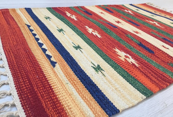 Cotton Kilim Rug Runner Diamond 2x3' 3x5' -Rug