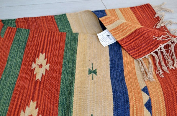 Cotton Kilim Rug Runner Diamond 2x3' 3x5' -Rug