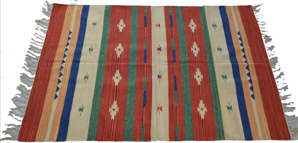 Cotton Kilim Rug Runner Diamond 2x3' 3x5' -Rug