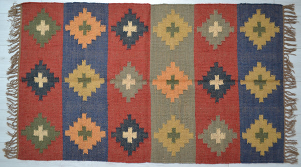 Kilim Handmade Rugs Runners Jute Wool Cotton Style SPAIN 2x3' 3x5' 2x6' 2x9' - DesignsEmporium