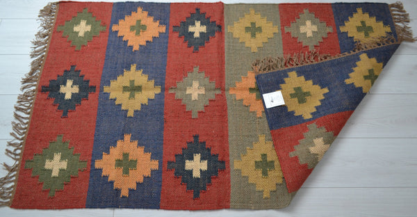 Kilim Handmade Rugs Runners Jute Wool Cotton Style SPAIN 2x3' 3x5' 2x6' 2x9' - DesignsEmporium
