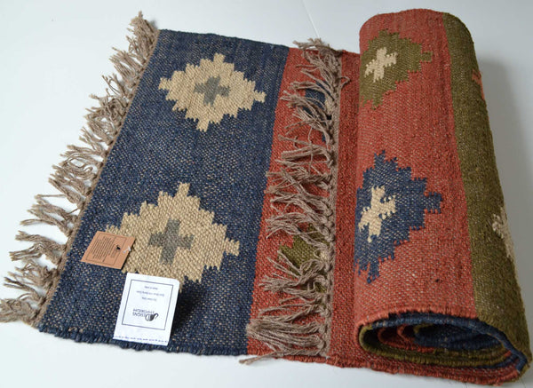 Kilim Handmade Rugs Runners Jute Wool Cotton Style SPAIN 2x3' 3x5' 2x9' - Designs Emporium