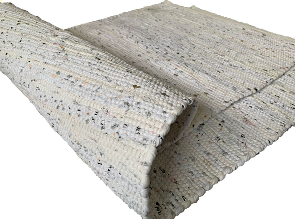 White Rug Chindi Rag Handmade Recycled Cotton - DesignsEmporium