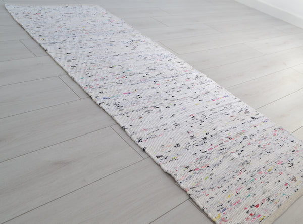 White Rug Chindi Rag Handmade Recycled Cotton - DesignsEmporium