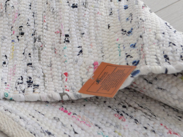 White Rug Chindi Rag Handmade Recycled Cotton - DesignsEmporium