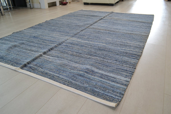 Denim Rug Chindi 160x240cm Blue Navy Cotton Recycled - DesignsEmporium