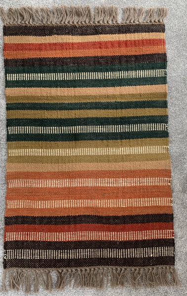 Rainbow Stripe Kilim Rug Handmade 60x90cm - DesignsEmporium