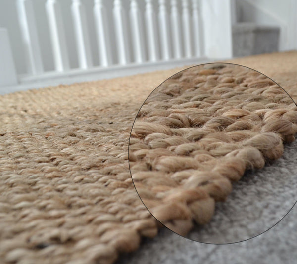 Natural Jute Rug Runner Handmade Knotted Dhurrie - DesignsEmporium