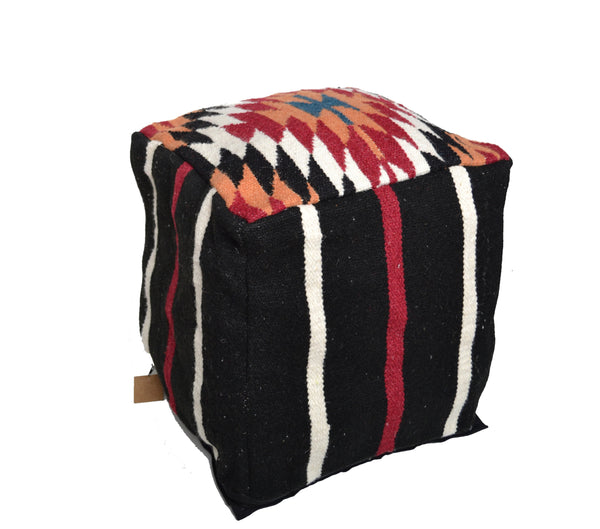 Bean bag Cover Wool Kilim Pouffe 40cm 16" Cube Turkish Ottoman - DesignsEmporium