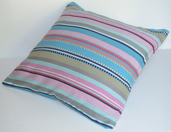 Paradise Rainbow Blue Pink Cushion Covers Colourful Woven Stripes Many Sizes - DesignsEmporium