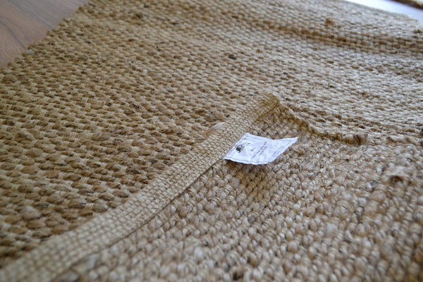 Natural Jute Rug Runner Handmade Knotted Dhurrie - DesignsEmporium